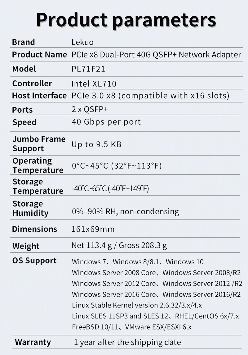 X710-QDA2 Dual Port 40GbE QSFP - Dual Port 40Gbe Pcie Nic recension och pris